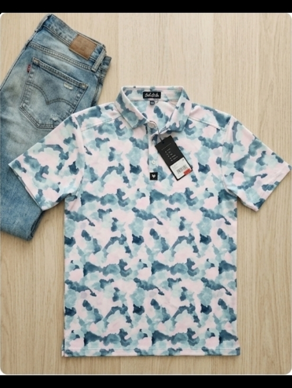 NWT Bad Birdie "Mirage Oasis" Core Performance Golf Polo - Men’s Medium